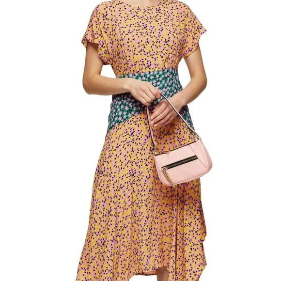 knee length dresses for ladies Rent Topshop Wrap Detail Midi Dress In Floral Print main image 0